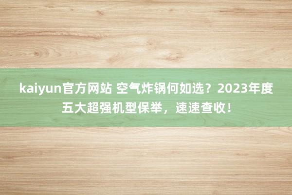 kaiyun官方网站 空气炸锅何如选？2023年度五大超强机型保举，速速查收！