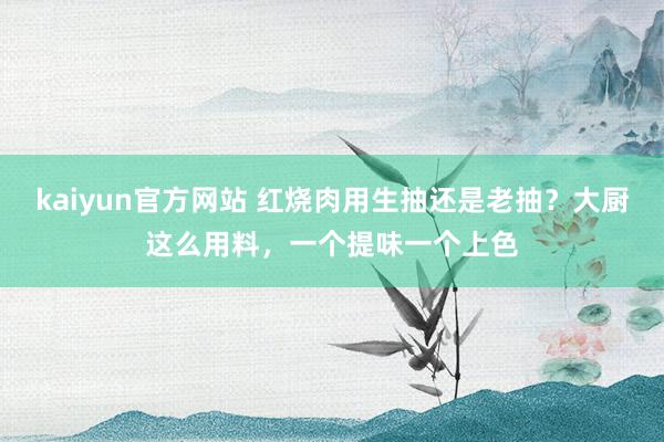 kaiyun官方网站 红烧肉用生抽还是老抽？大厨这么用料，一个提味一个上色