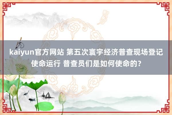 kaiyun官方网站 第五次寰宇经济普查现场登记使命运行 普查员们是如何使命的？