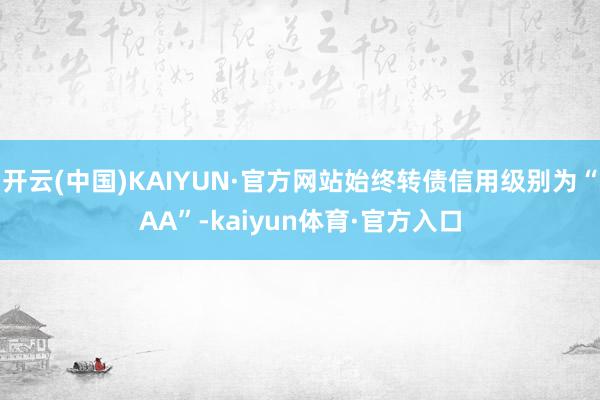 开云(中国)KAIYUN·官方网站始终转债信用级别为“AA”-kaiyun体育·官方入口