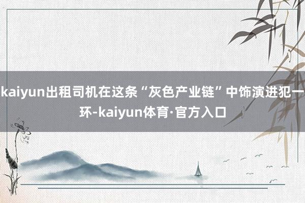 kaiyun出租司机在这条“灰色产业链”中饰演进犯一环-kaiyun体育·官方入口