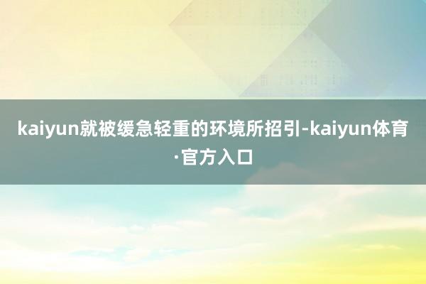 kaiyun就被缓急轻重的环境所招引-kaiyun体育·官方入口