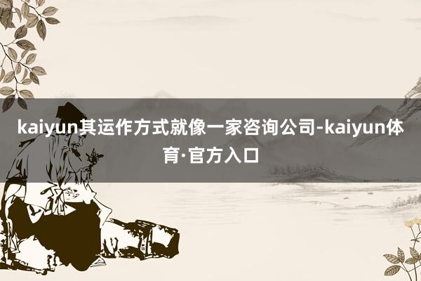 kaiyun其运作方式就像一家咨询公司-kaiyun体育·官方入口