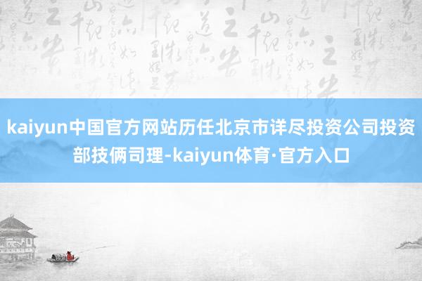 kaiyun中国官方网站历任北京市详尽投资公司投资部技俩司理-kaiyun体育·官方入口