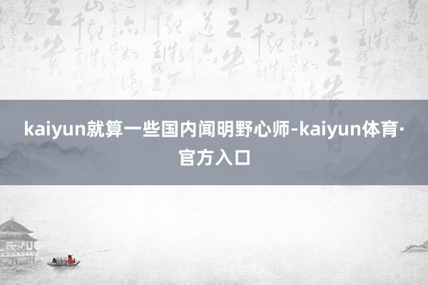 kaiyun就算一些国内闻明野心师-kaiyun体育·官方入口