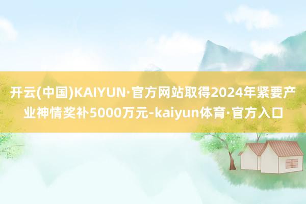 开云(中国)KAIYUN·官方网站取得2024年紧要产业神情奖补5000万元-kaiyun体育·官方入口