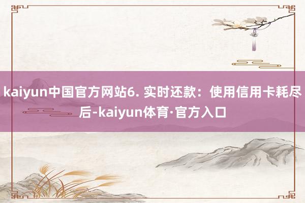 kaiyun中国官方网站6. 实时还款：使用信用卡耗尽后-kaiyun体育·官方入口