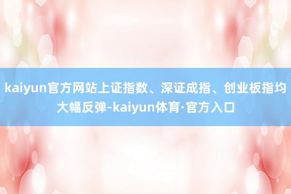 kaiyun官方网站上证指数、深证成指、创业板指均大幅反弹-kaiyun体育·官方入口