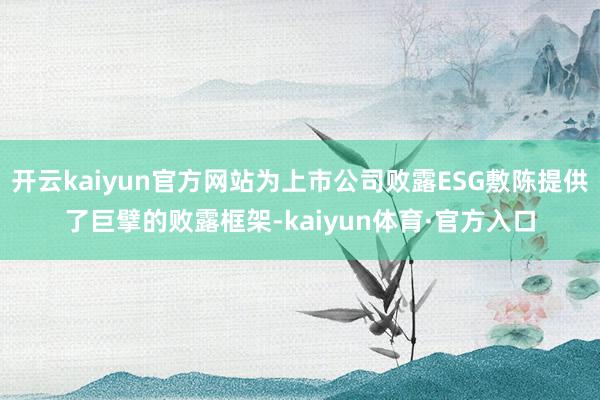 开云kaiyun官方网站为上市公司败露ESG敷陈提供了巨擘的败露框架-kaiyun体育·官方入口