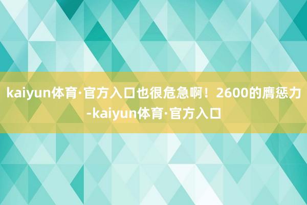 kaiyun体育·官方入口也很危急啊！2600的膺惩力-kaiyun体育·官方入口