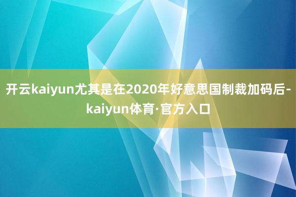 开云kaiyun尤其是在2020年好意思国制裁加码后-kaiyun体育·官方入口